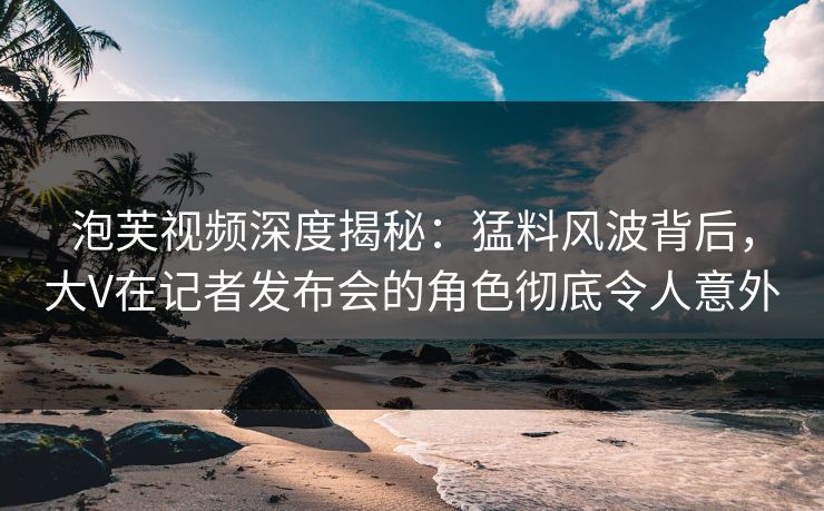 泡芙视频深度揭秘:猛料风波背后,大V在记者发布会的角色彻底令人意外