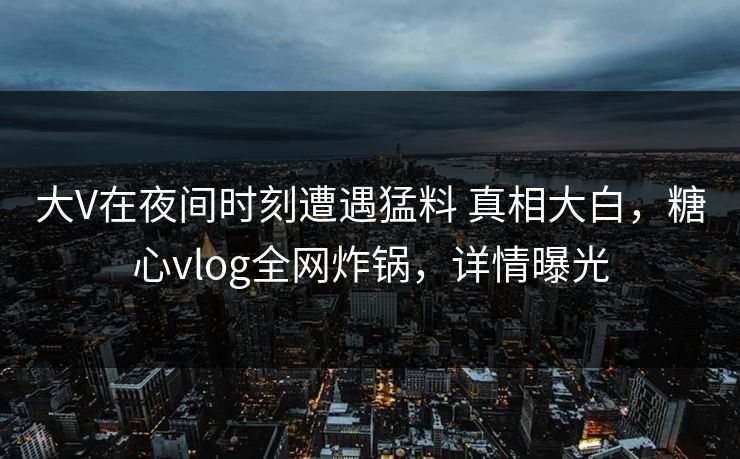 大V在夜间时刻遭遇猛料 真相大白，糖心vlog全网炸锅，详情曝光