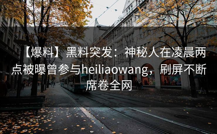 【爆料】黑料突发：神秘人在凌晨两点被曝曾参与heiliaowang，刷屏不断席卷全网